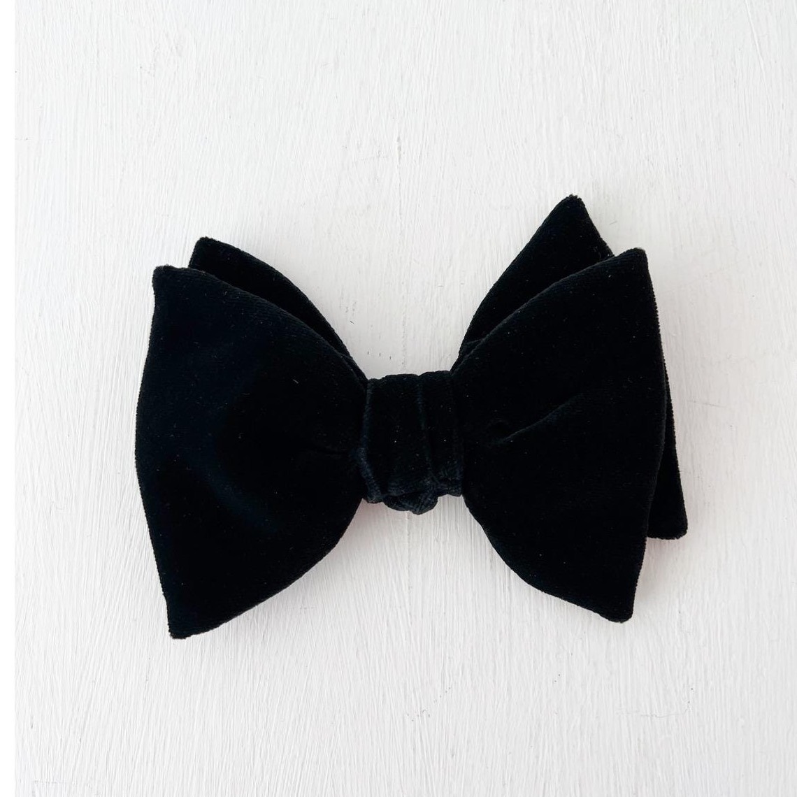 Vintage 1960s Bow Tie Black Velvet Clip On Formal Accessory